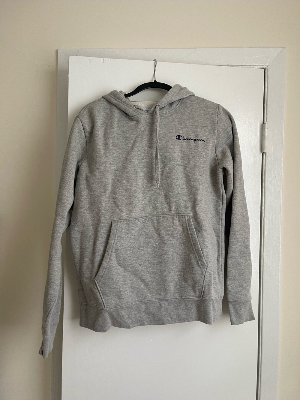 Champion Women's Gray Crewneck Hoodie with Script Logo